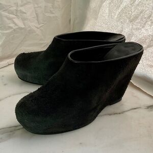Rick Owens Black Suede 1”Platform 4 1/4” Heel Mules size 40